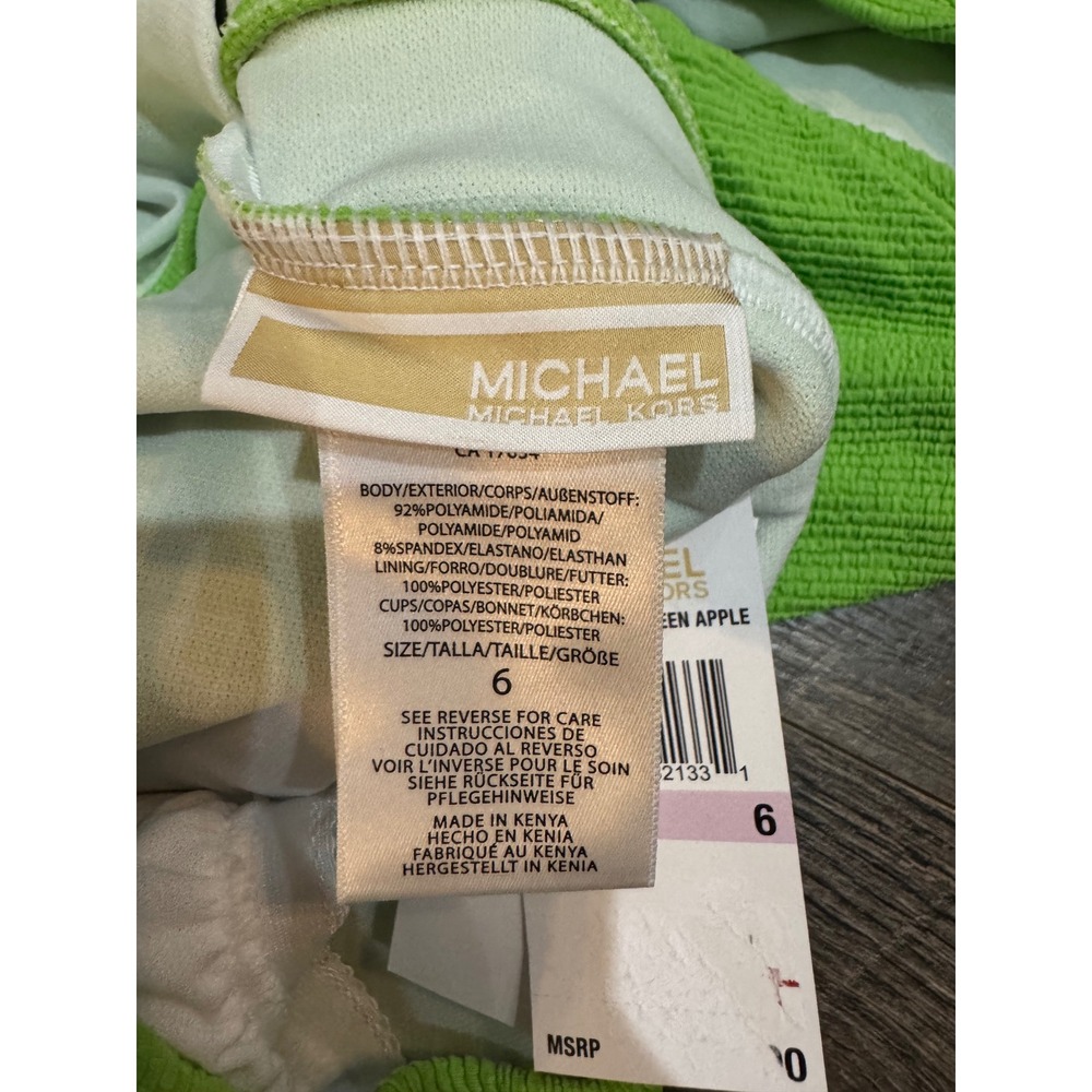 Michael Kors One Shoulder Cutout Swimsuit Green Apple Size 6 NWT - Picture 7 of 8